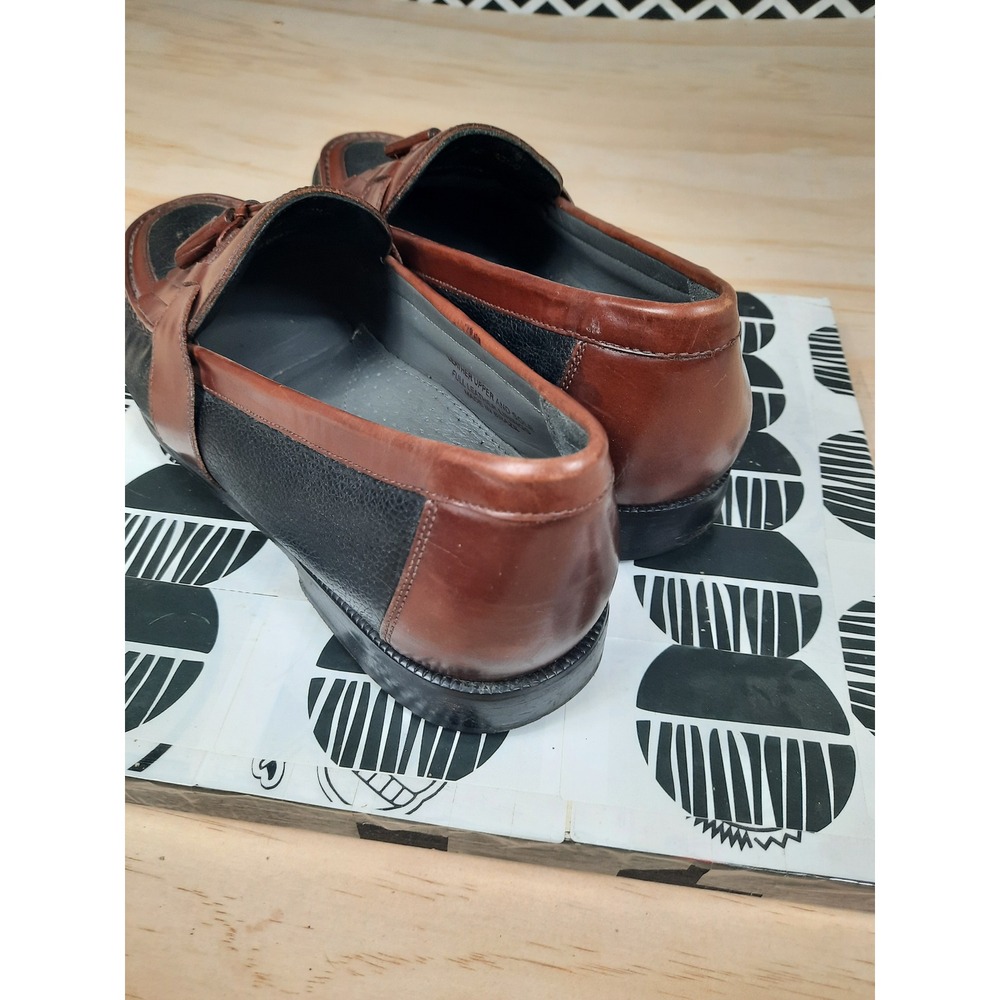 Florsheim Mens 10.5 Tassel‎ Kiltie Loafers Two Tone Black Brown Leather - Picture 5 of 7